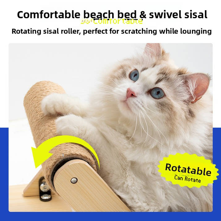 All-Season Universal Cat Scratch Post and Floor-Off Pet Bed